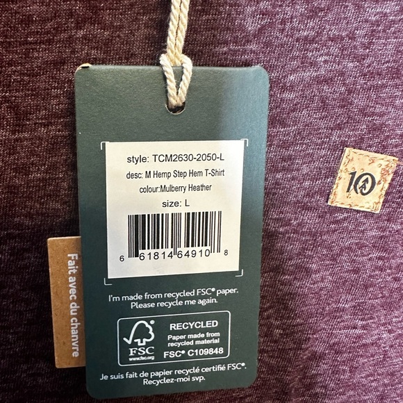 tentree Men's hemp tee shirt new size large mulberry heather - Picture 3 of 5